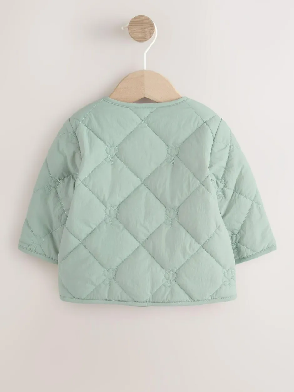 Next Sage Green Tulip Quilted Nylon Baby Jacket (0mths-2yrs) Discount