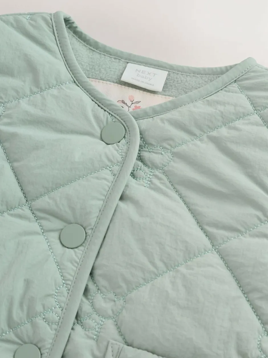 Next Sage Green Tulip Quilted Nylon Baby Jacket (0mths-2yrs) Discount