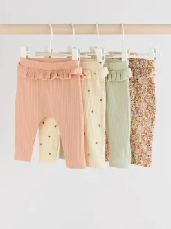 Next Sage Green/Coral/Ditsy Baby Leggings 4 Pack (0mths-2yrs) Sale