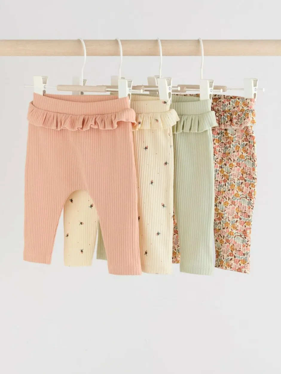 Next Sage Green/Coral/Ditsy Baby Leggings 4 Pack (0mths-2yrs) Sale