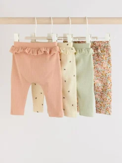 Next Sage Green/Coral/Ditsy Baby Leggings 4 Pack (0mths-2yrs) Sale