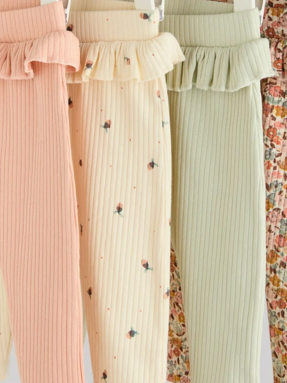 Next Sage Green/Coral/Ditsy Baby Leggings 4 Pack (0mths-2yrs) Sale