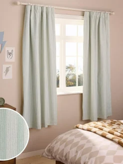 Next Pencil Pleat Blackout Curtains Sage Stripe Sale