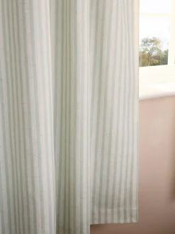 Next Pencil Pleat Blackout Curtains Sage Stripe Sale