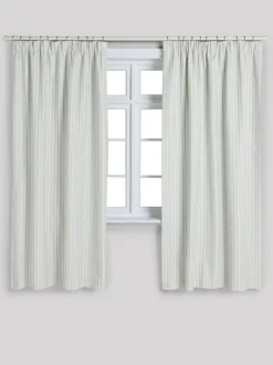 Next Pencil Pleat Blackout Curtains Sage Stripe Sale