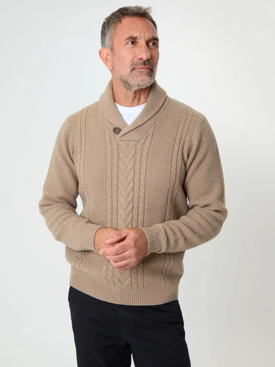Saltwell Cable Knit Shawl Neck Jumper Natural Outlet