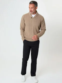 Saltwell Cable Knit Shawl Neck Jumper Natural Outlet