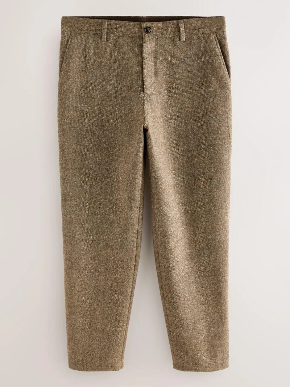 Next Relaxed Fit Wool Blend Suit Trousers Sand