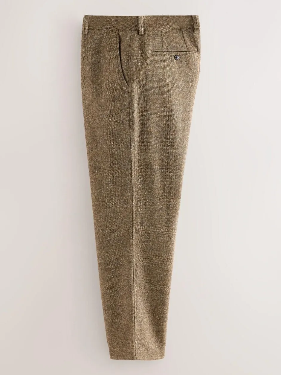 Next Relaxed Fit Wool Blend Suit Trousers Sand