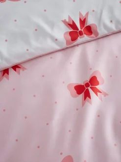 Sassy B Pink Dotty Bows So Soft Reversible Duvet Cover Set New