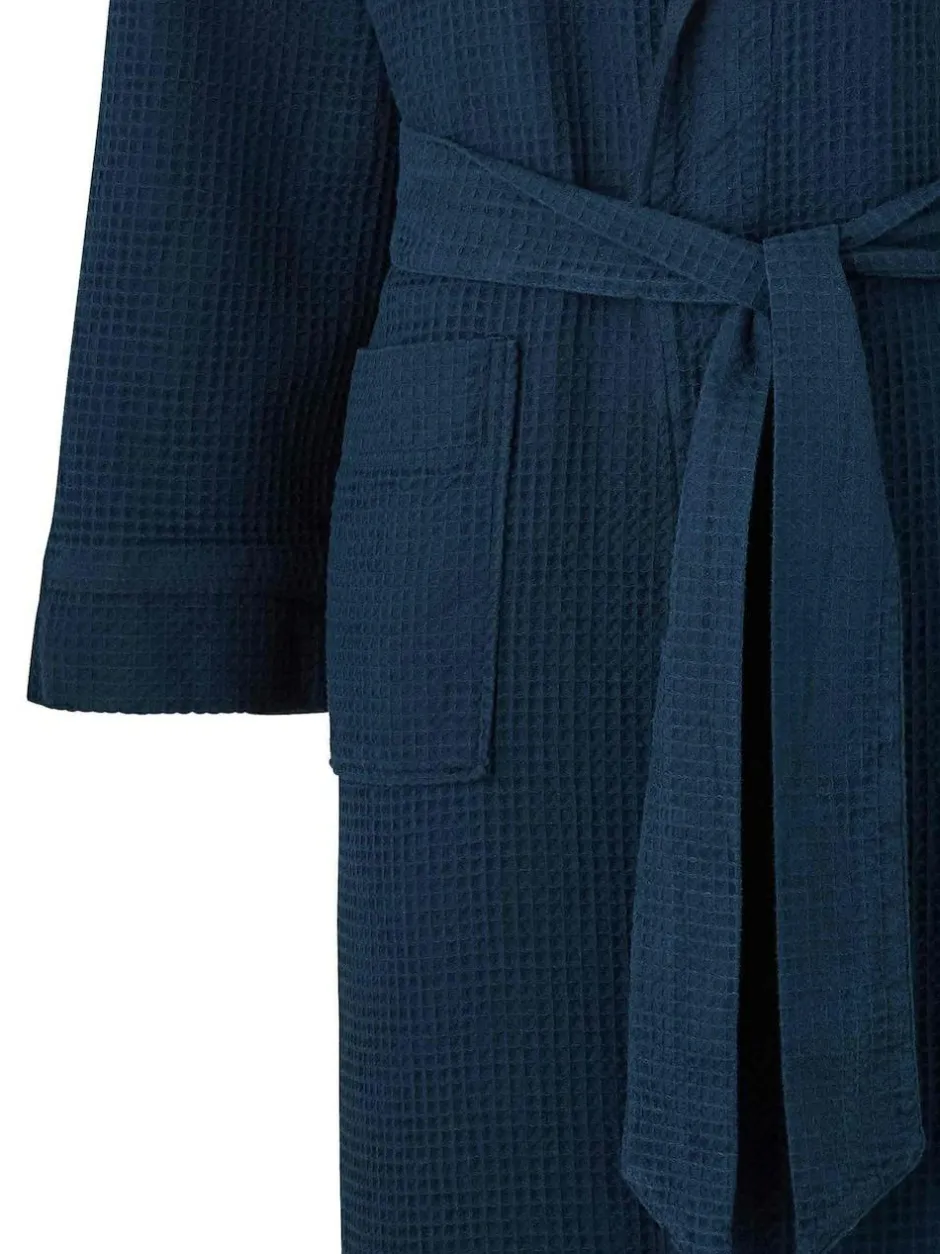 Savile Row Company Cotton Waffle Dressing Gown Navy Hot