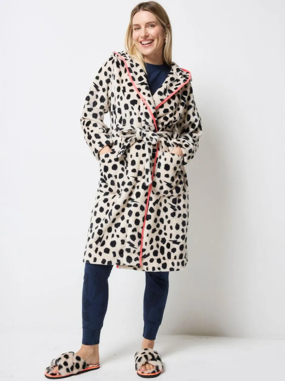 SCAMP & DUDE Cream Cheetah & Lightning Bolt Dressing Robe Best