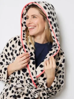 SCAMP & DUDE Cream Cheetah & Lightning Bolt Dressing Robe Best