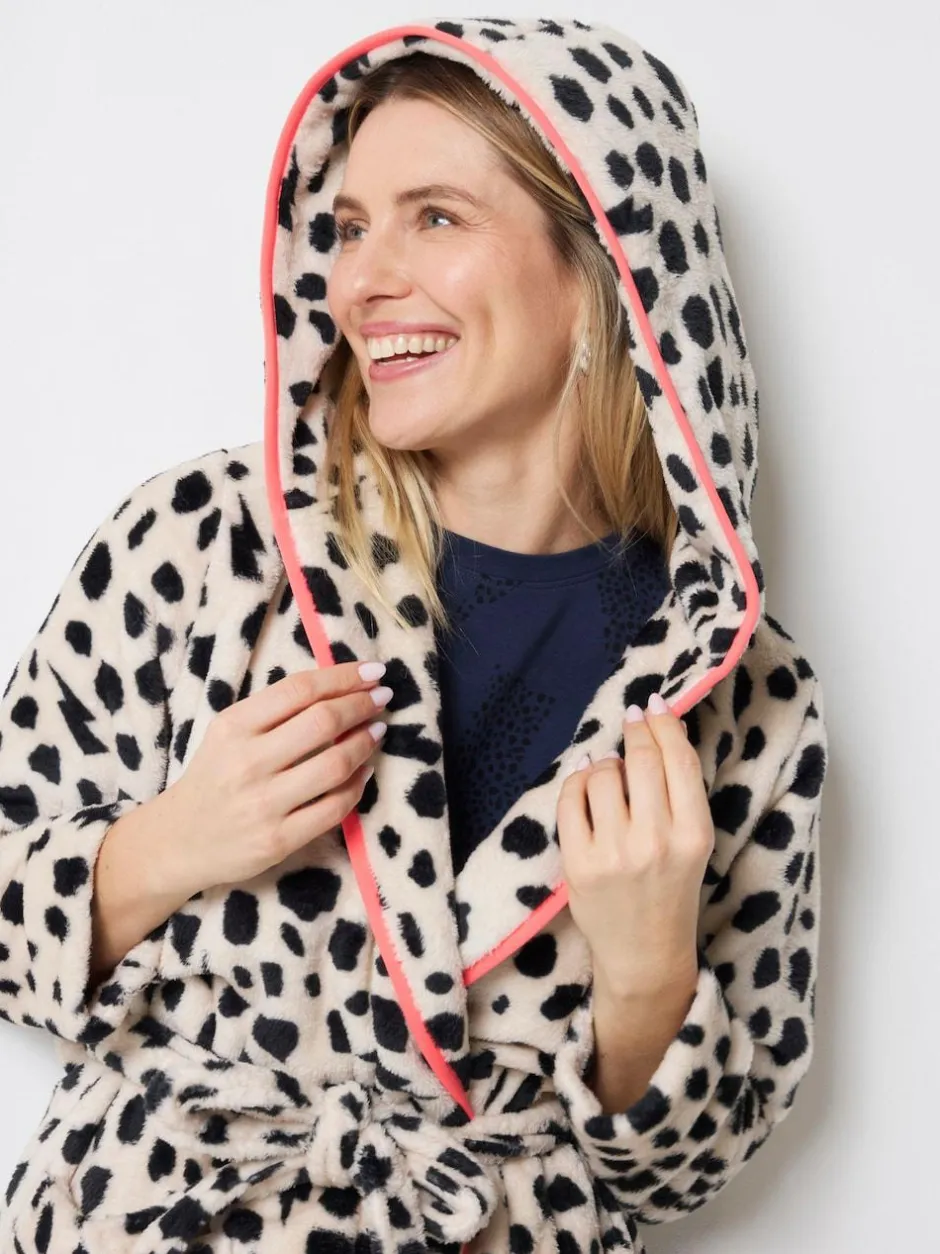 SCAMP & DUDE Cream Cheetah & Lightning Bolt Dressing Robe Best
