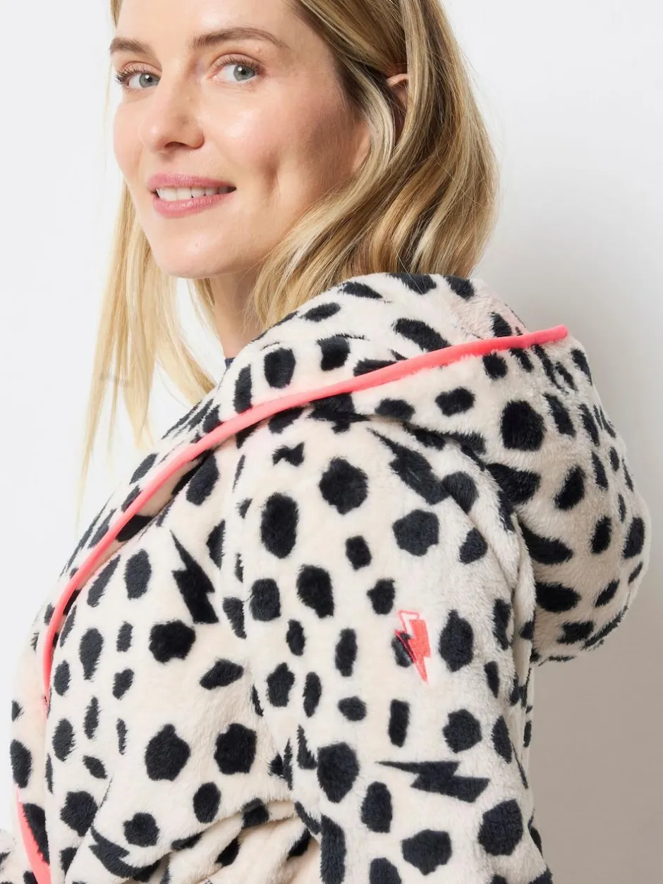 SCAMP & DUDE Cream Cheetah & Lightning Bolt Dressing Robe Best