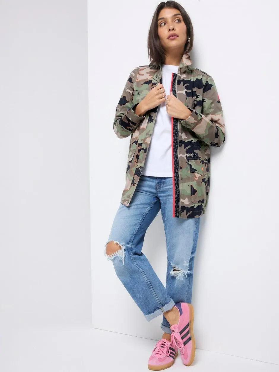 SCAMP & DUDE Green Shacket Cotton Camo Print New