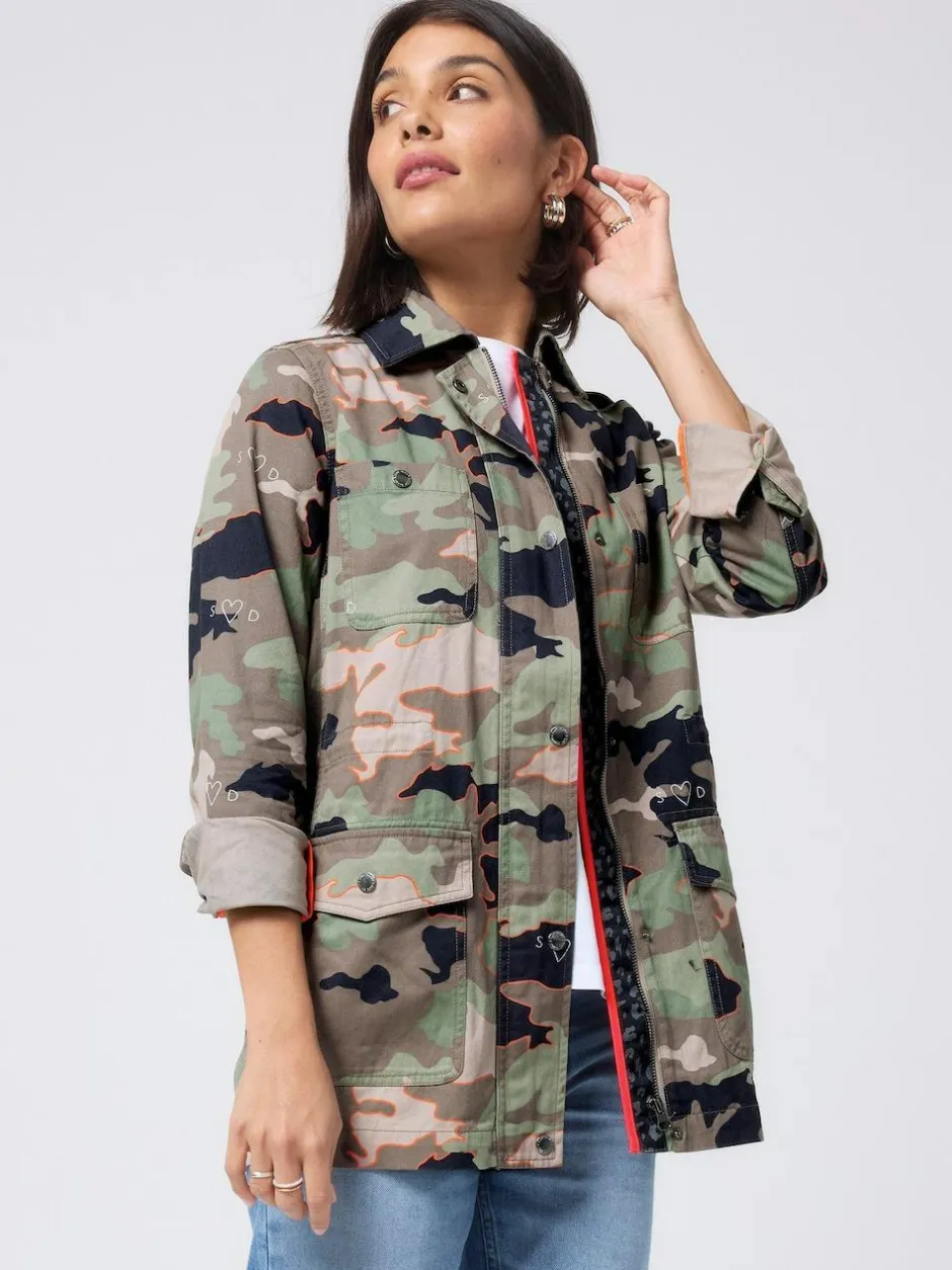 SCAMP & DUDE Green Shacket Cotton Camo Print New