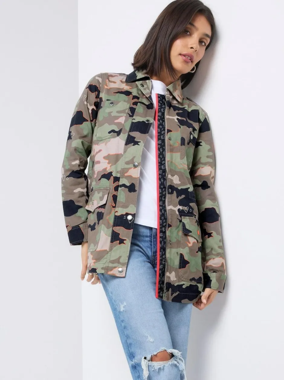 SCAMP & DUDE Green Shacket Cotton Camo Print New