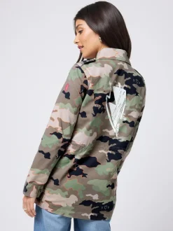 SCAMP & DUDE Green Shacket Cotton Camo Print New