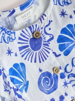 Next Seaside Print Double Ruffle Sleeve Dress (3mths-8yrs)