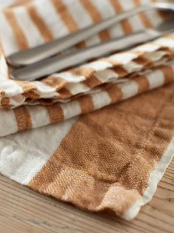 Secret Linen Store Amber Wide Stripe 100% Linen Placemats Discount