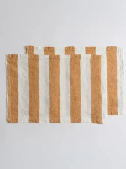 Secret Linen Store Amber Wide Stripe 100% Linen Placemats Discount