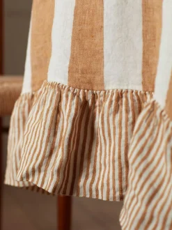 Secret Linen Store Amber Wide Stripe 100% Linen Table Cloth Hot