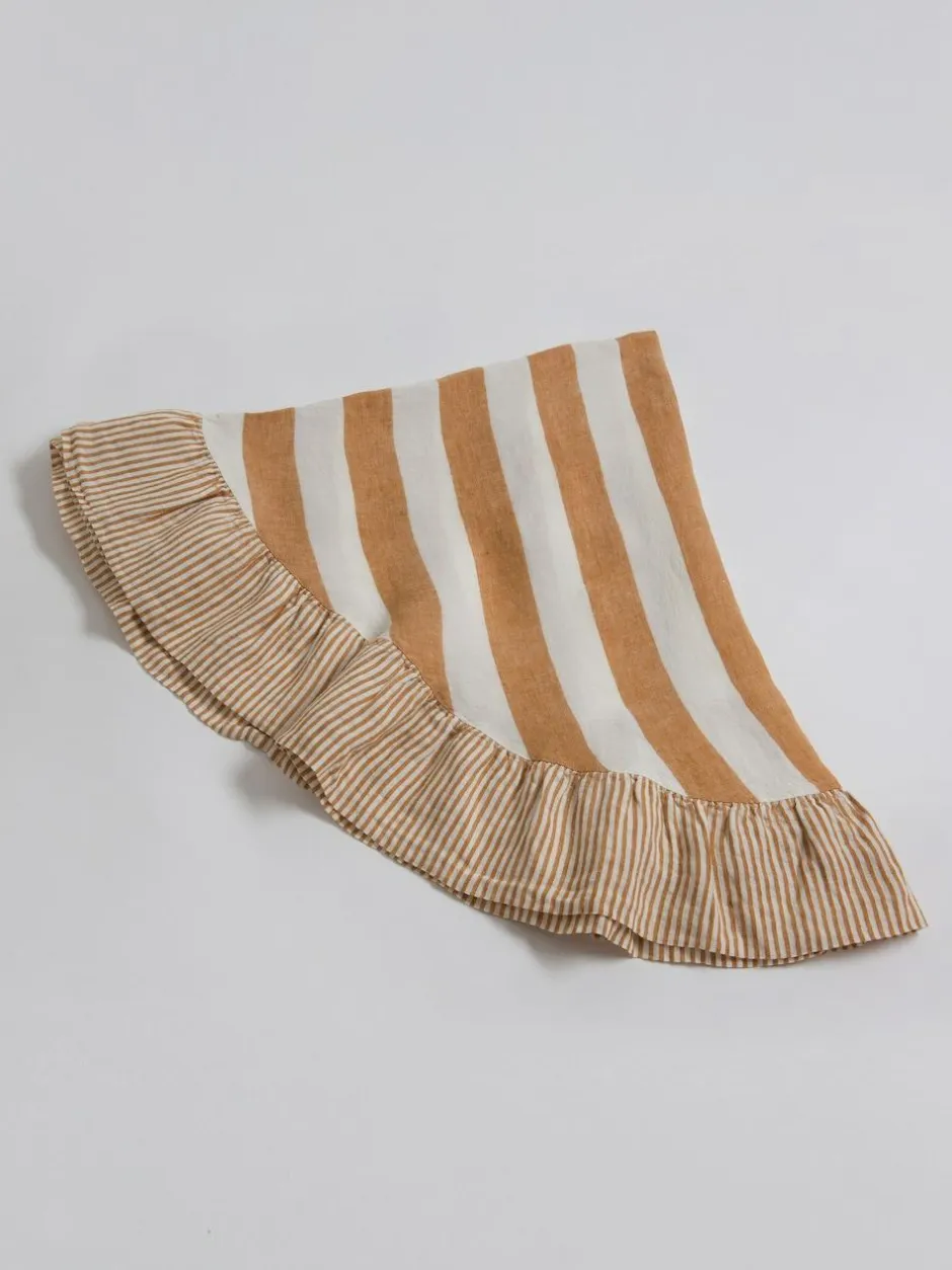 Secret Linen Store Amber Wide Stripe 100% Linen Table Cloth Hot