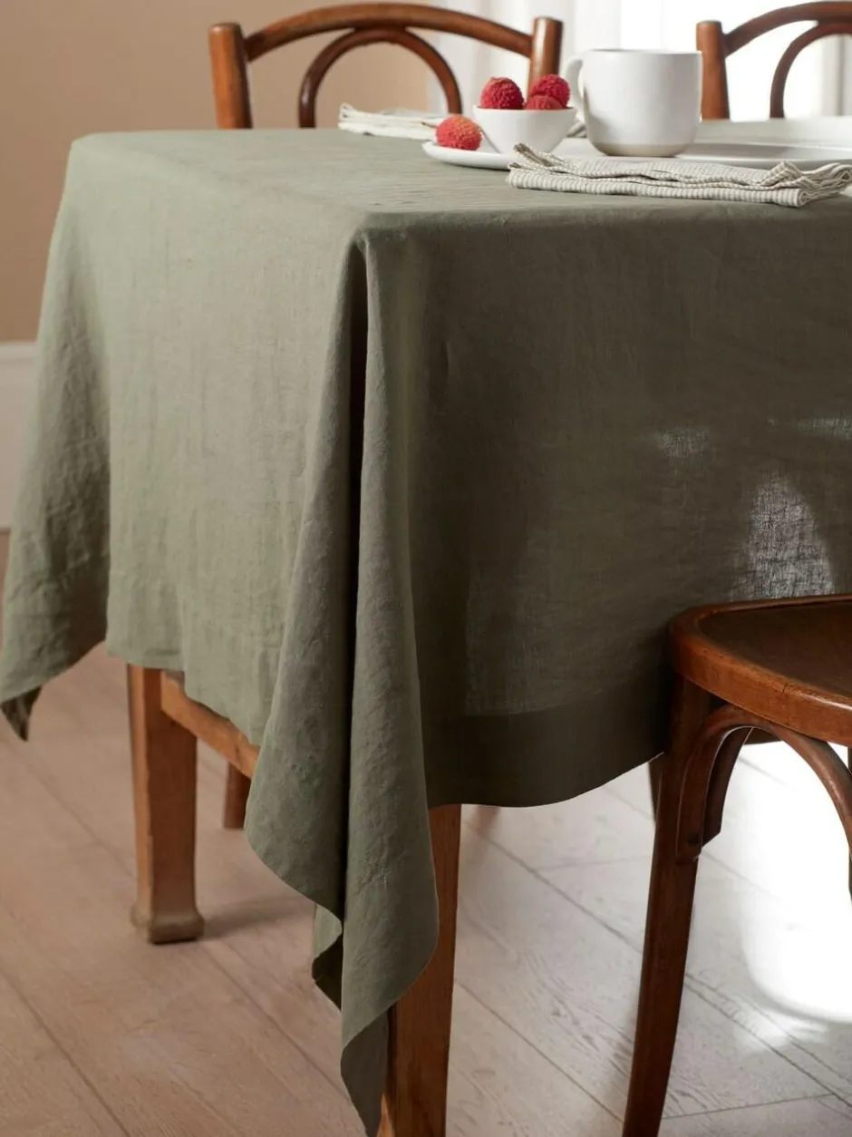 Secret Linen Store 100% Linen Table Cloth Olive Green Best
