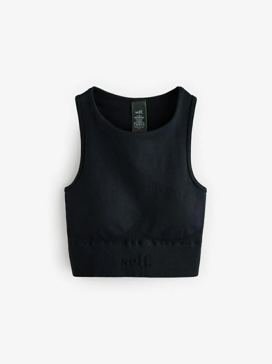 self. Seamfree Sports Crop Top Black Outlet
