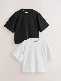 self. Black/White T-Shirts 2 Pack
