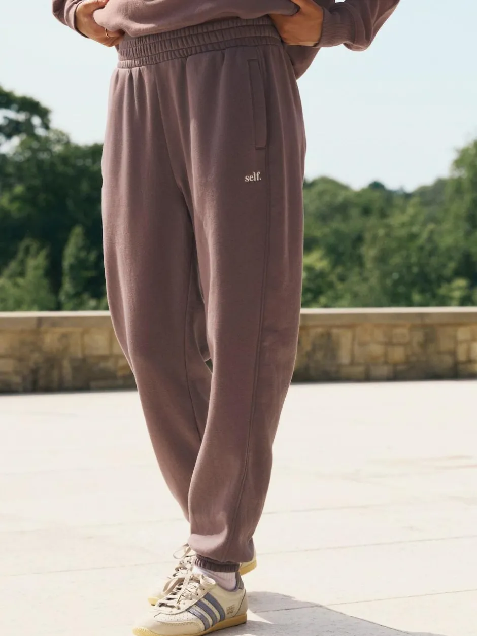 self. Brown Cuffed Joggers Sale