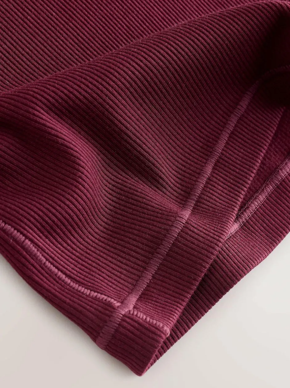 self. Burgundy Fitted Rib T-Shirt Best