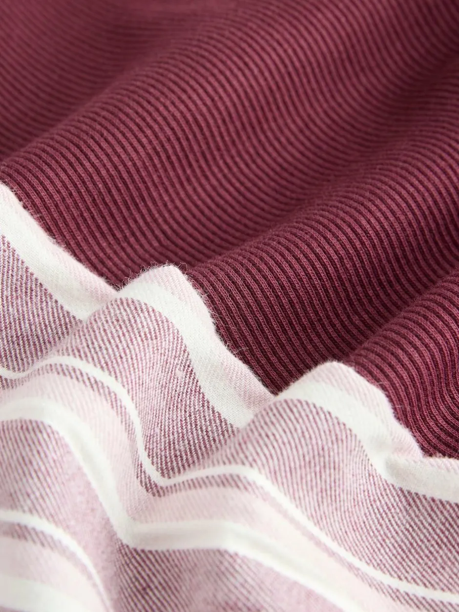 self. Burgundy Red Stripe Ribbed Vest Top and Long Leg Pyjamas Set Online
