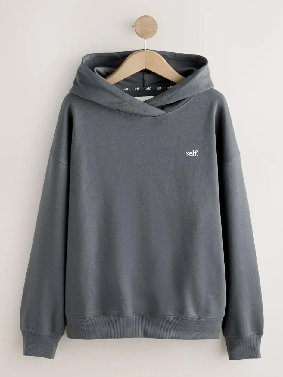 self. Charcoal Grey Hoodie Clearance