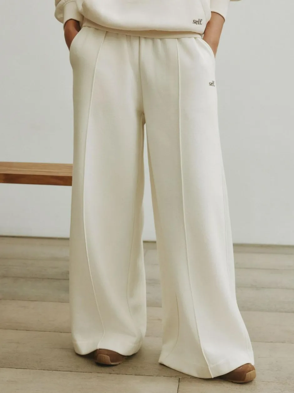 self. Cream Wide Leg Joggers Clearance