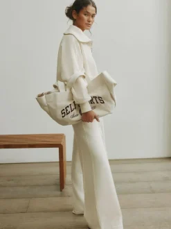 self. Cream Wide Leg Joggers Clearance