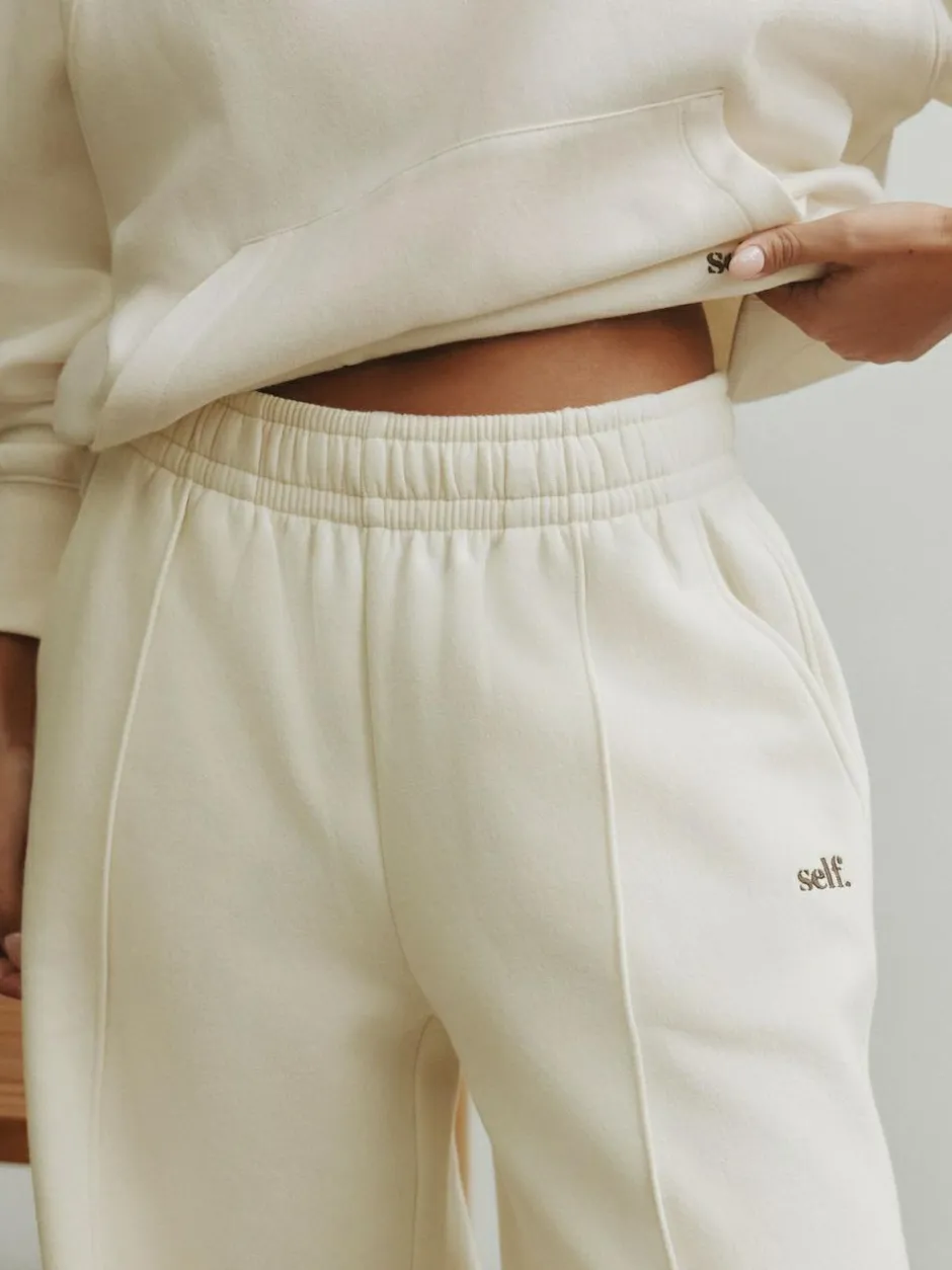 self. Cream Wide Leg Joggers Clearance