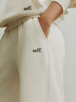 self. Cream Wide Leg Joggers Clearance