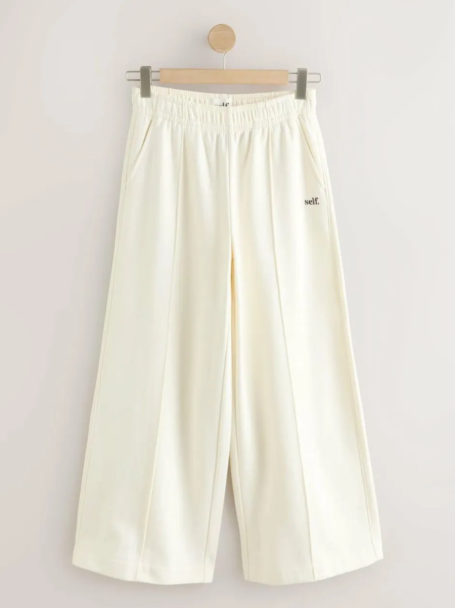 self. Cream Wide Leg Joggers Clearance