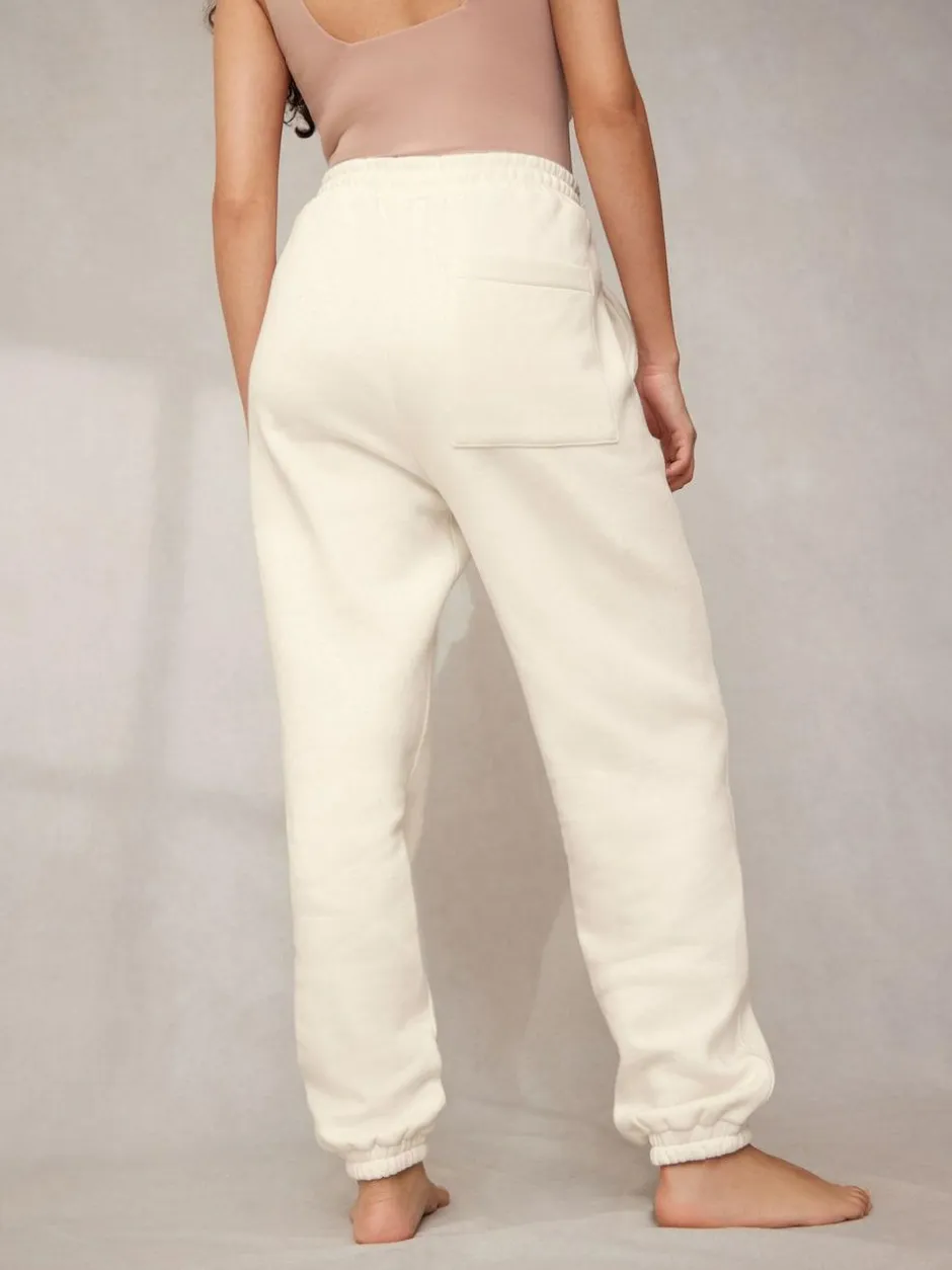 self. Cuffed Joggers Ecru Discount
