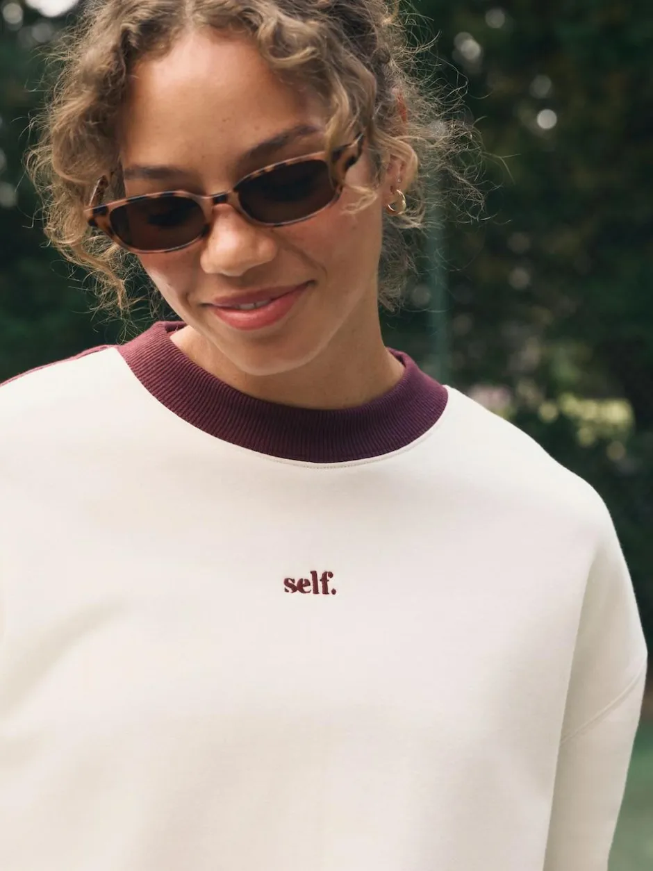 self. Ecru/BerryColourblock Sweatshirt Online