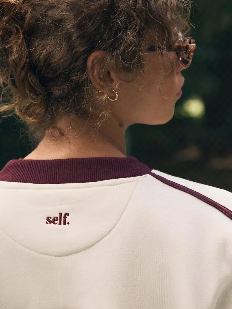 self. Ecru/BerryColourblock Sweatshirt Online