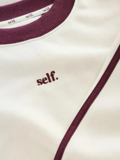 self. Ecru/BerryColourblock Sweatshirt Online