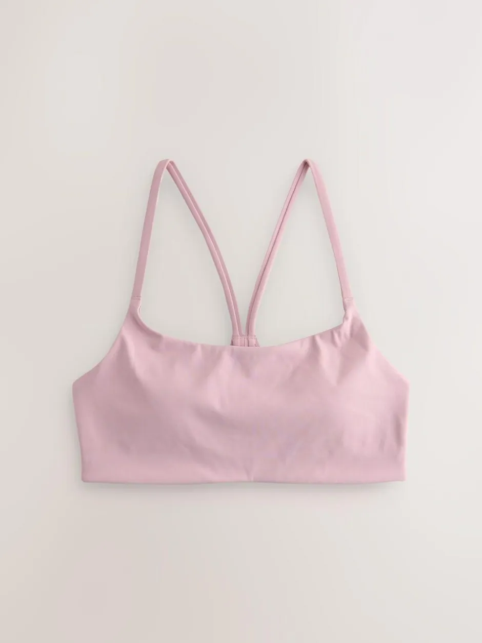 self. Strappy Non Wire Sports Bra Lilac Purple Clearance