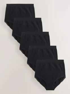 Seraphine Black Cotton Rib Jersey Maternity & Postpartum Briefs 5 Pack Hot