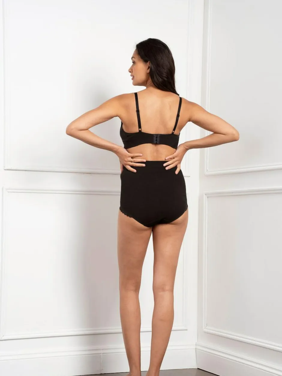 Seraphine Black Cotton Rib Jersey Maternity & Postpartum Briefs 5 Pack Hot