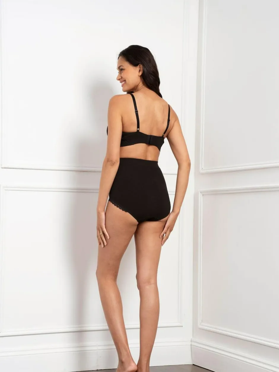 Seraphine Black Cotton Rib Jersey Maternity & Postpartum Briefs 5 Pack Hot
