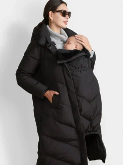 Seraphine 3-In-1 Long Chevron Puffer Maternity Coat Black Hot