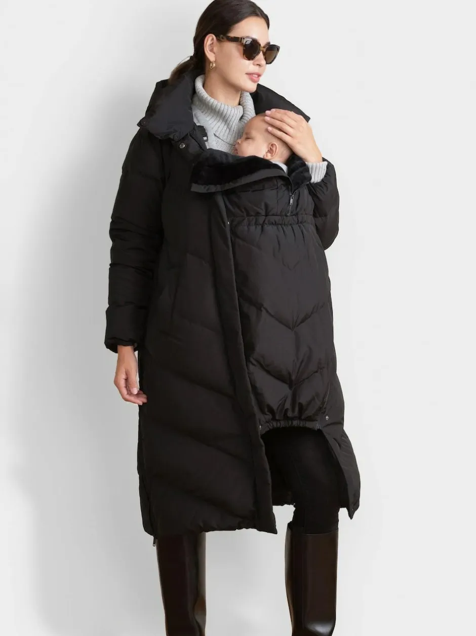 Seraphine 3-In-1 Long Chevron Puffer Maternity Coat Black Hot